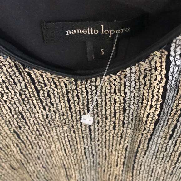 NEW! Nanette Lepore "Psychedelic" metallic sequin top with fringe hem - Picture 4 of 9